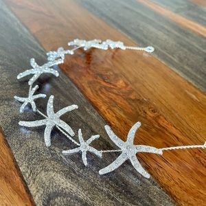Wedding hair accessory - silver starfish headband with rhinestones